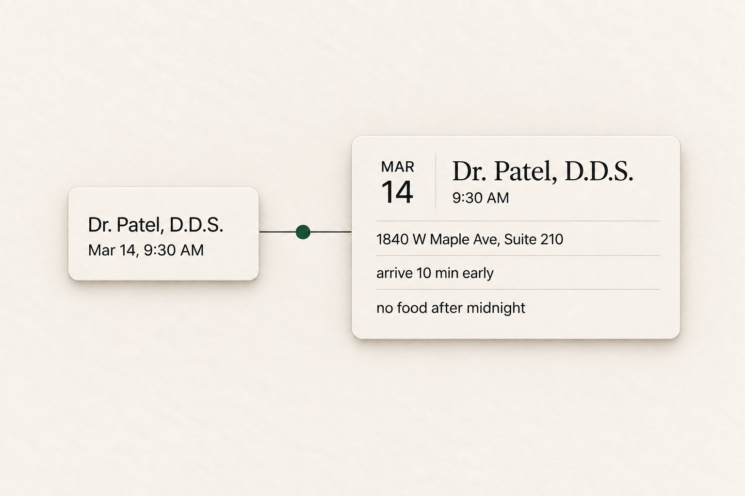 A doctor's appointment with every detail inside the event